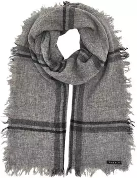 Bugatti Light Scarf leichter Wollschal mit Karo-Design, grau (630357-960)