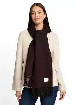 Tom Tailor Wendeschal mit Fransen, java dark brown, Damen