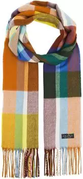 Fraas Cashmink Schal "Cafe Au Lait" kariert, zen blue