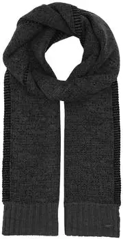 Bugatti Knitted Scarf Strickschal, meliert, schwarz (630217-990)
