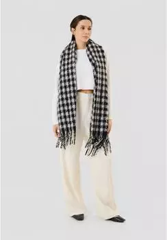Codello Schal Hahnentritt mit Fransen, 100% Polyester, schwarz-weiß (54320504-0)