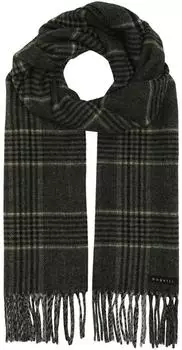 Bugatti Classic Checkered Scarf Wollmischung, dark olive (630359-790)