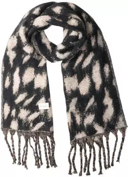 Street One Schal mit Fransen und Muster, schwarz, 100% Polyester