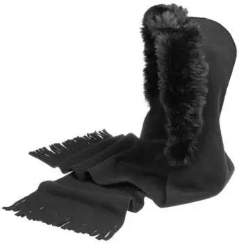 Lierys Kapuzenschal Fleece mit Webpelz, schwarz