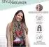 styleBREAKER Schal Leoparden-Print mit Streifen und Fransen, Damen, grau-pink (01017082-M3)