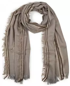 styleBREAKER Strickschal XXL mit Fransen, Streifenmuster, taupe/grau, Damen (49262135-0)