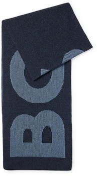 Hugo Boss Strickschal aus Baumwolle und Wolle mit Logo - Style Lamico_Scarf 50495328 Dunkelblau ONESI