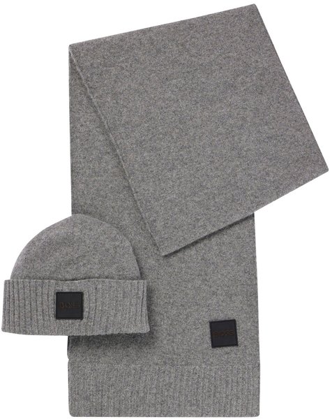 Hugo Boss Geschenk-Set mit Mütze und Schal aus Woll-Mix - Style Andres_SET  50482680 Grau ONESI Test - ab 84,17 € (Januar 2024)