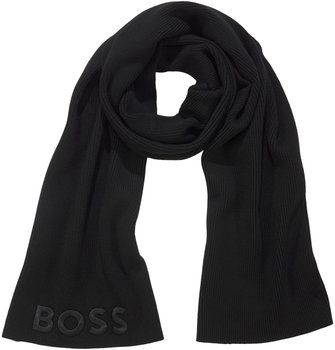 Hugo Boss Gerippter Schal aus Schurwolle mit tonaler Logo-Stickerei - Style Lara_scarf 50497861 Schwarz ONESI