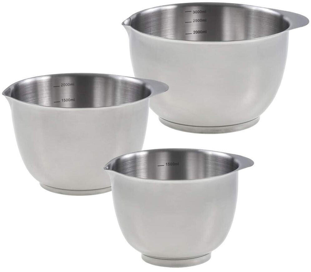 Rosti Mepal Rührschüssel-Set Margrethe Edelstahl (1,5L + 2L+ 3L) 3er-Set