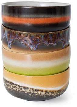 HKliving 70's Schalen Dessert, Ø 12,5 cm, humus (4er-Set)