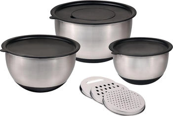 Kesper Edelstahl-Sch&uuml;ssel 3er-Set mit Deckel und Reiben