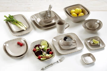 Ritzenhoff & Breker Flirt by R&B Dessertschale eckig 14cm 6er Set Casa grau