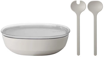 Mepal Silueta Servierschale Nordic White mit Deckel Salatbesteck 30,1 cm 4 L