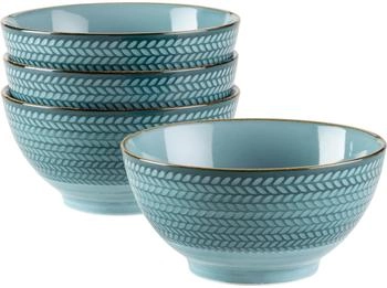 Mäser Prospero Müslischalen Set aus 4 handbemalten Schalen, Blau (935012)