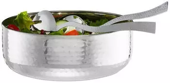 Relaxdays Salatsch&uuml;ssel mit Besteck Edelstahl