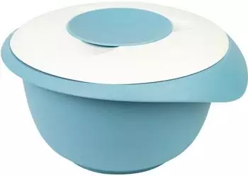 Westmark R&uuml;hrsch&uuml;ssel mit zweigeteiltem Deckel blau-wei&szlig; (2,5 l)