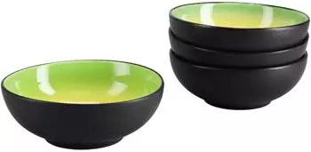CreaTable Hot Smoothie Bowl Set 4-tlg. Schwarz/Gr&uuml;n/Gelb Steinzeug