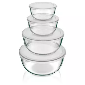 Arendo R&uuml;hrsch&uuml;ssel 1,1 l/700 ml/2,7 l 4-tlg. transparent Glas