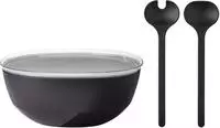 Mepal SILUETA Servierschale mit Deckel & Salatbesteck 5000 ml - Nordic Black
