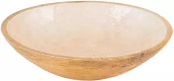 levandeo Salatsch&uuml;ssel 35 cm Braun/Wei&szlig; Holz/Emaille