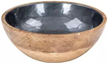 levandeo Salatsch&uuml;ssel 21 cm grau Holz/Emaille