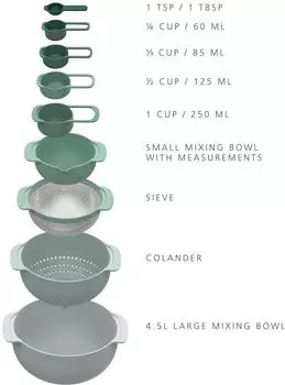 Joseph Joseph Nest Plus Sch&uuml;sselset 9-teilig salbei