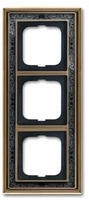 Busch-Jaeger 1723-843, Busch-Jaeger 1723-843 Abdeckrahmen 3-fach Messing antik Dekor