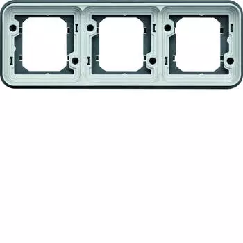 Hager Cubyko Dreifach-Unterputztr&auml;ger horizontal, Grau, IP55 (WNA403)