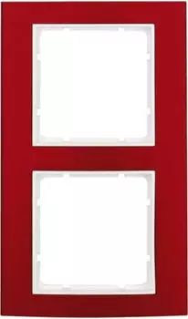 Berker Abdeckrahmen B.3 2-fach Aluminium rot/polarwei&szlig; (10123022)