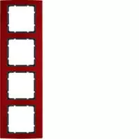 Berker 10143012, Berker 10143012 Rahmen 4fach B.3 Alu, rot/anthrazit