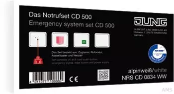 Jung Notrufset Serie CD, 4 Rahmen 1-fach, ohne USV, alpinwei&szlig; (NRSCD0834WW)