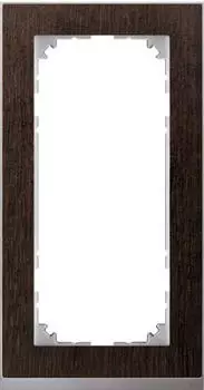 Merten M-Pure Decor Abdeckrahmen 2-fach ohne Mittelsteg, Wenge/Aluminium (MEG4025-3671)