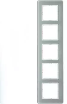 Berker Q.7 Abdeckrahmen 5-fach Glas polarwei&szlig; (10156079)