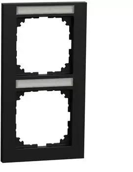 Merten M-Pure Rahmen 2-fach mit Beschriftungstr&auml;ger, senkrecht, schwarz matt (MEG4022-3603)