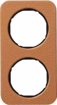 Berker Rahmen 2-fach R.1 Leder Braun/Schwarz gl&auml;nzend (10122364)