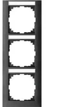 Merten M-Pure Abdeckrahmen 3-fach mit Beschriftungstr&auml;ger, senkrecht, anthrazit (MEG4032-3614)