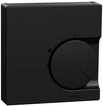 Merten System M Zentralplatte Raumtemperaturregler mit Wechselkontakt, schwarz/matt (MEG5762-0403)