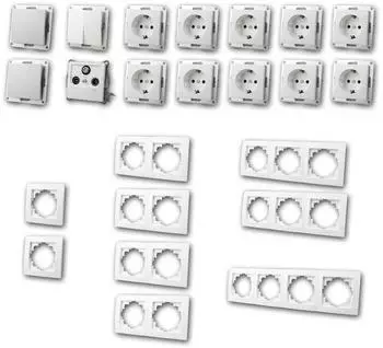 Highlight Led Flair "Komfort" Schalter & Steckdosen Set, 23-teilig, wei&szlig;, Unterputz (ETT1534898)