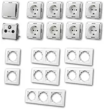 Highlight Led Flair "Arbeitszimmer" Schalter-Steckdosen-Set, 17-teilig, UP, wei&szlig;