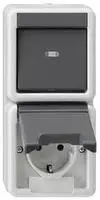 Gira 417630, Gira 417630 Kombi AusWe/SCHUKO-Steckd. senkr. KD WG AP Grau