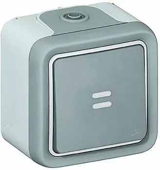 Legrand Plexo Wippschalter Aus-/Wechselschalter beleuchtet IP55 grau (069713)