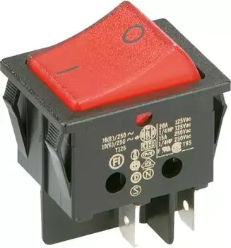 Bachmann Wippenschalter 2-polig schwarz/rot beleuchtet (924.099)
