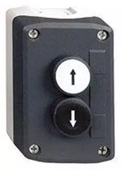 Schneider Electric Aufbaugeh&auml;use Harmony XALD Kunststoff dunkelgrau 2 Drucktaster mit Pfeilen Auf/Ab (XALD222)