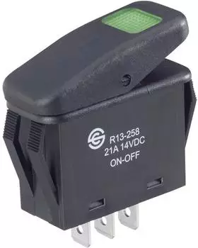 TRU Components Wippschalter TC-R13-258B B/G 14 V/DC 21 A 1 x Aus/Ein IP66 (1587862)