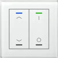 KNX Glasknopf II Licht 2-fach RGBW mit Temperatursensor, Wei&szlig;, Jalousien,...
