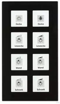 MDT KNX RF+ Funk Glastaster 8-fach Plus mit Aktor/RTM, Schwarz (RF-GTT8S.01)