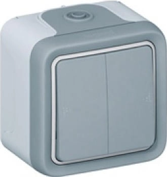 Legrand Plexo 55 Wippschalter Doppelwechsel Feuchtraum Aufputz grau (069715)