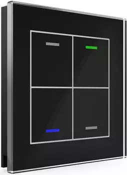 MDT KNX-Glastaster II Light 4-fach neutral glas schwarz/schwarz