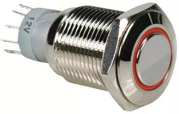 Velleman Runder Metalldrucktaster SPDT 1NO 1NC orangener Ring (R1600O)